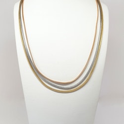 Trippel kedjor Halsband i 18K trefärgat guld