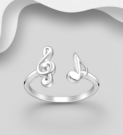 Silver Justerbara musiknoter ring
