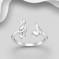 Silver Justerbara musiknoter ring