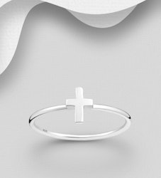 Äkta 925 Sterling Silver Cross Ring - Sofiistikerad Stil