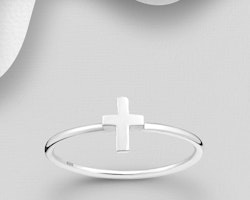 Äkta 925 Sterling Silver Cross Ring - Sofiistikerad Stil