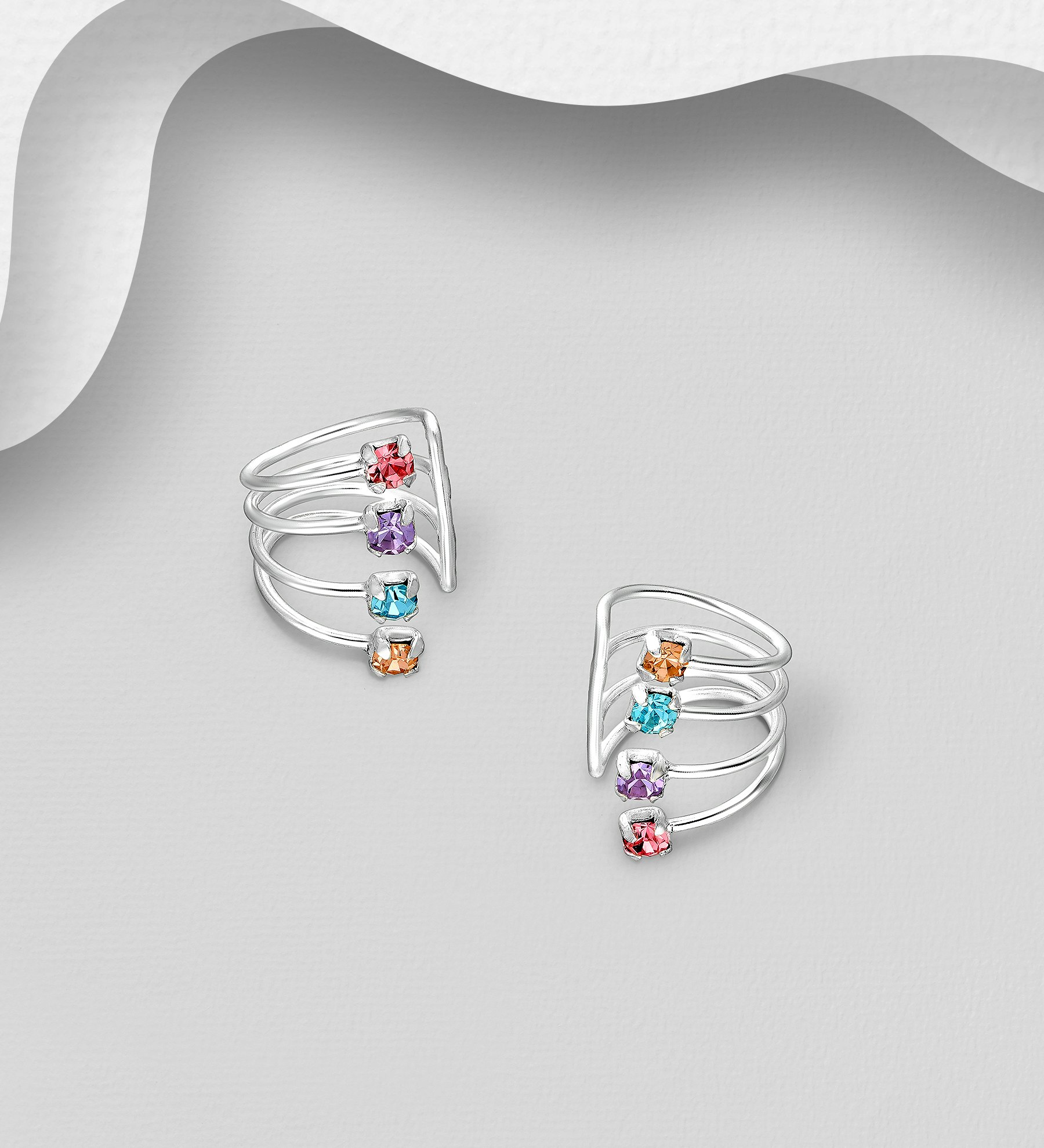 Crystal Glass Collection: 925 Sterling Silver Ear Cuffs