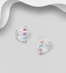 Crystal Glass Collection: 925 Sterling Silver Ear Cuffs
