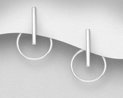 Upptäck elegance: 925 Sterling Silver Bar & Circle Jacket Earrings