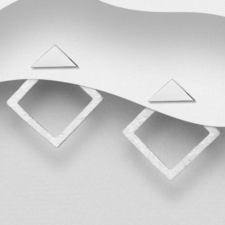 925 Sterling Silver Matte Square and Triangle Jacket Earrings