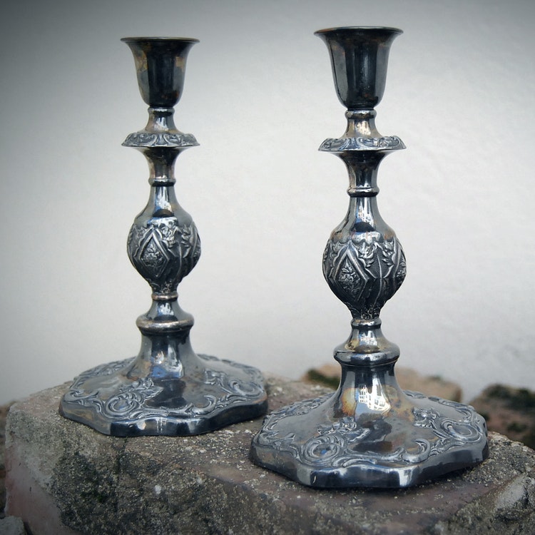 Candle holders in nickel brass