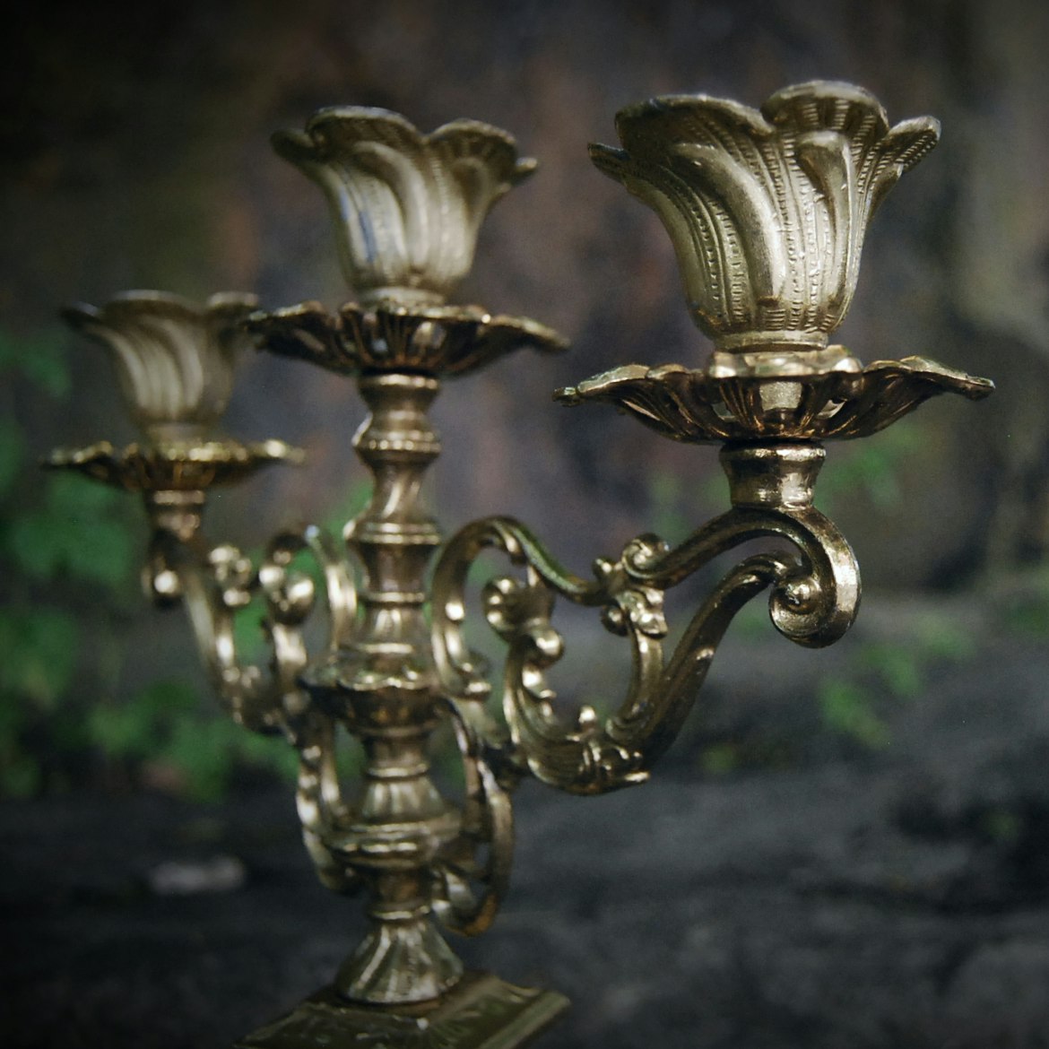 Three-armed candlestick brass