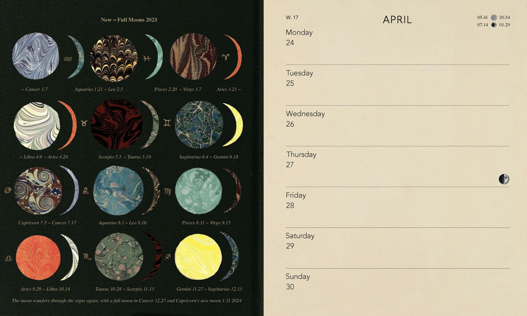 Weekly calendar Moon, herb & magic 2023