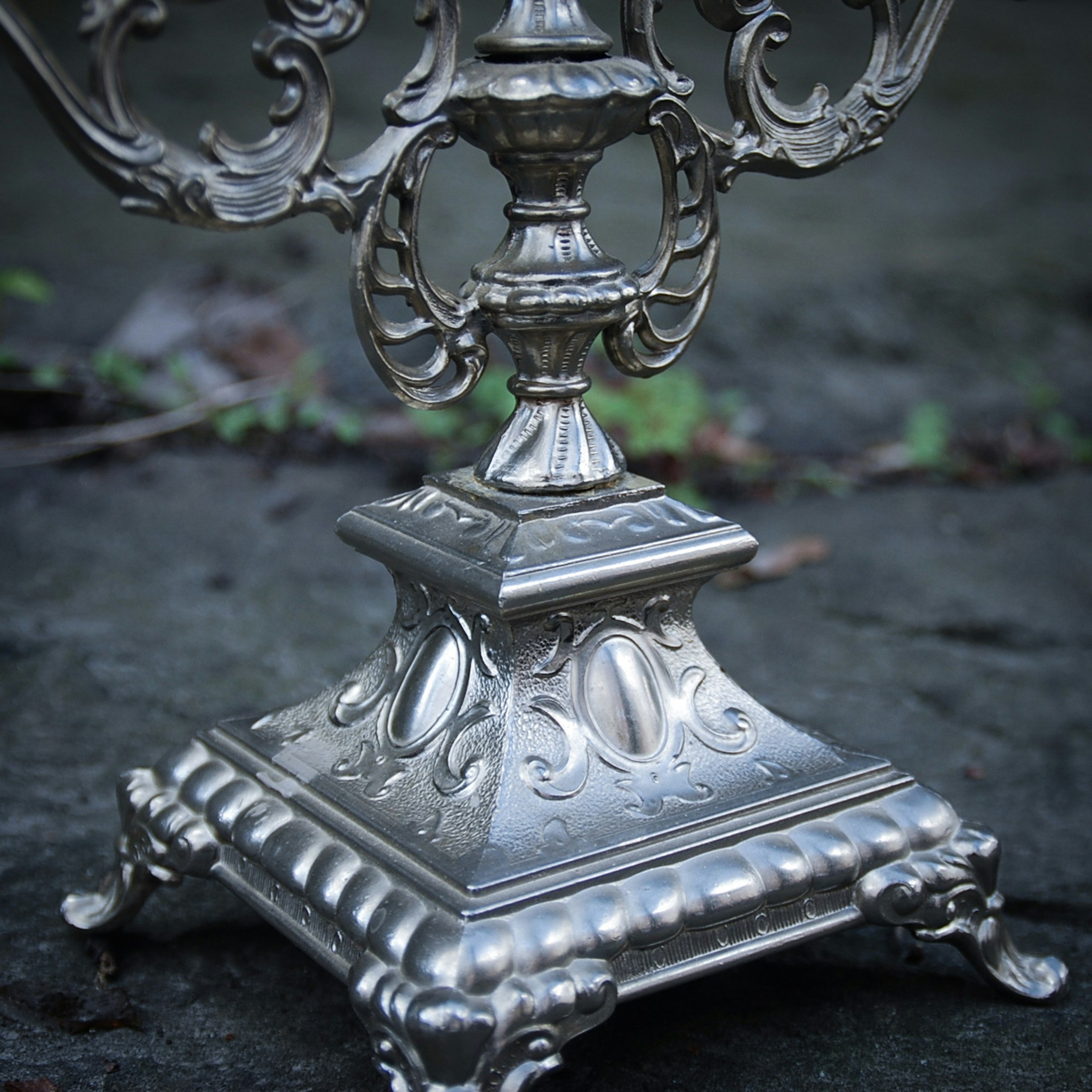 Three-armed candlestick silver