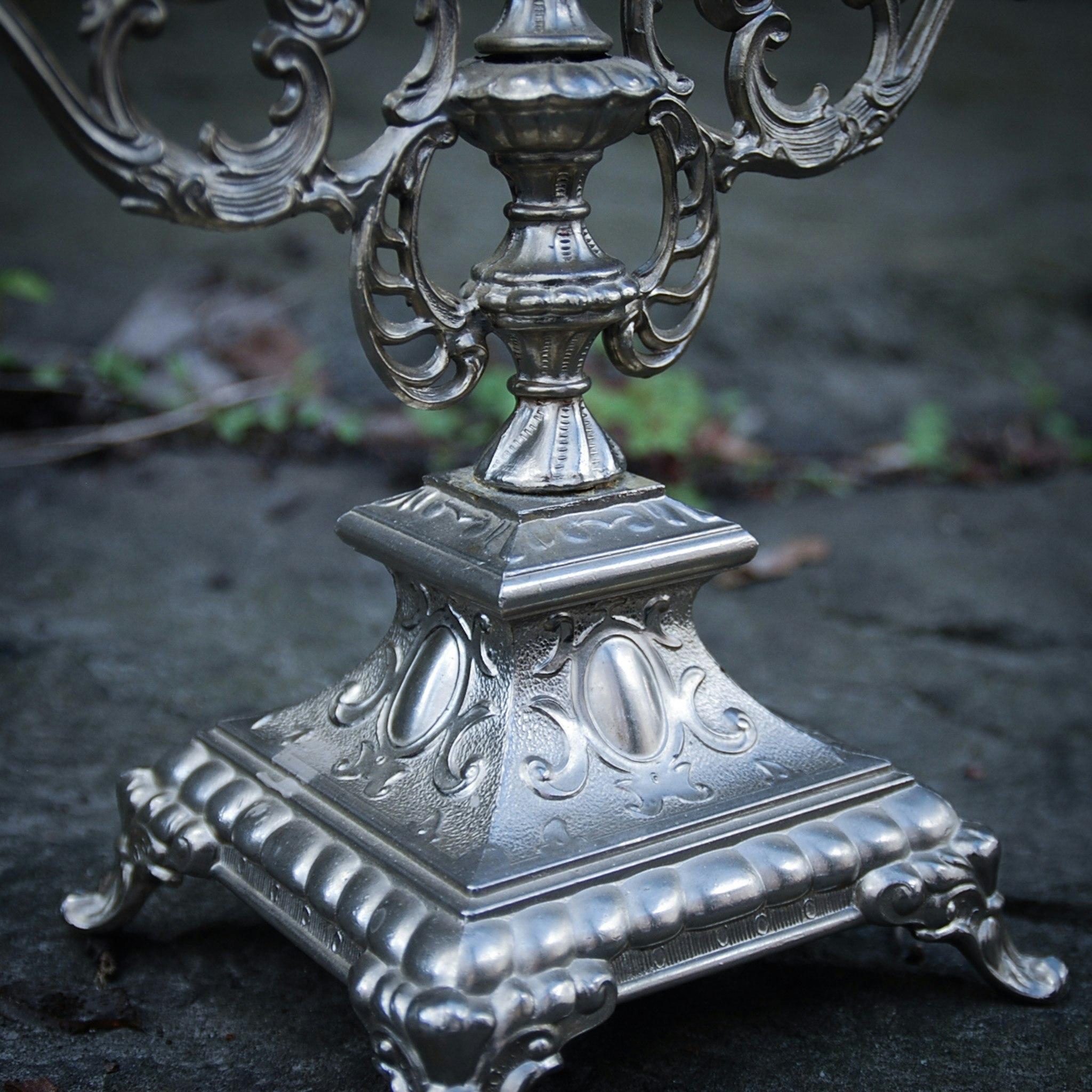 Trearmad ljusstake silver