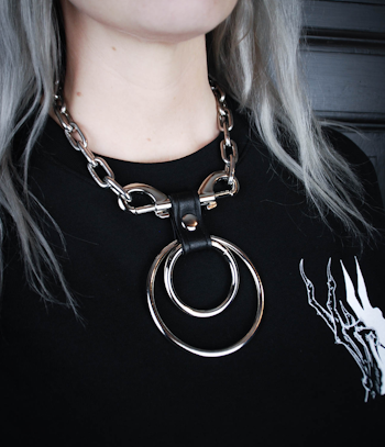 Dubbel O-ring halsband silver