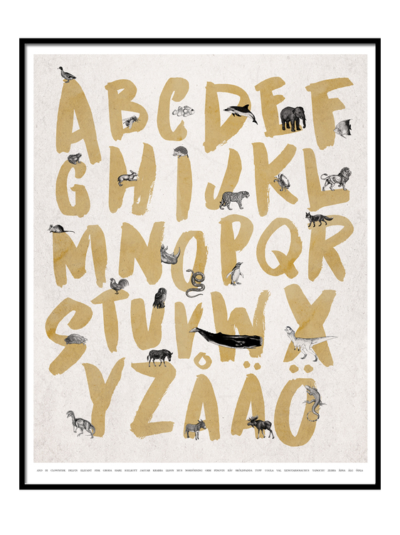 Alfabet Poster - Gul