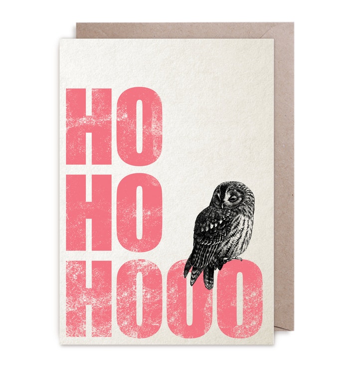 Julkort - Ho, Ho, Hoo