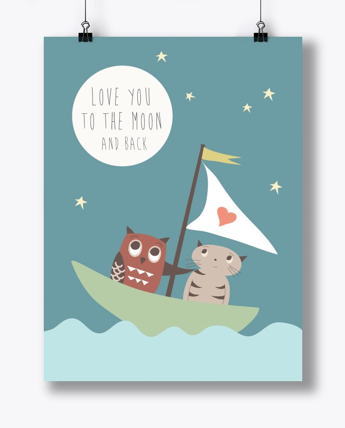 Cat & Owl Poster