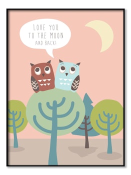 Owls in Tree - Poster