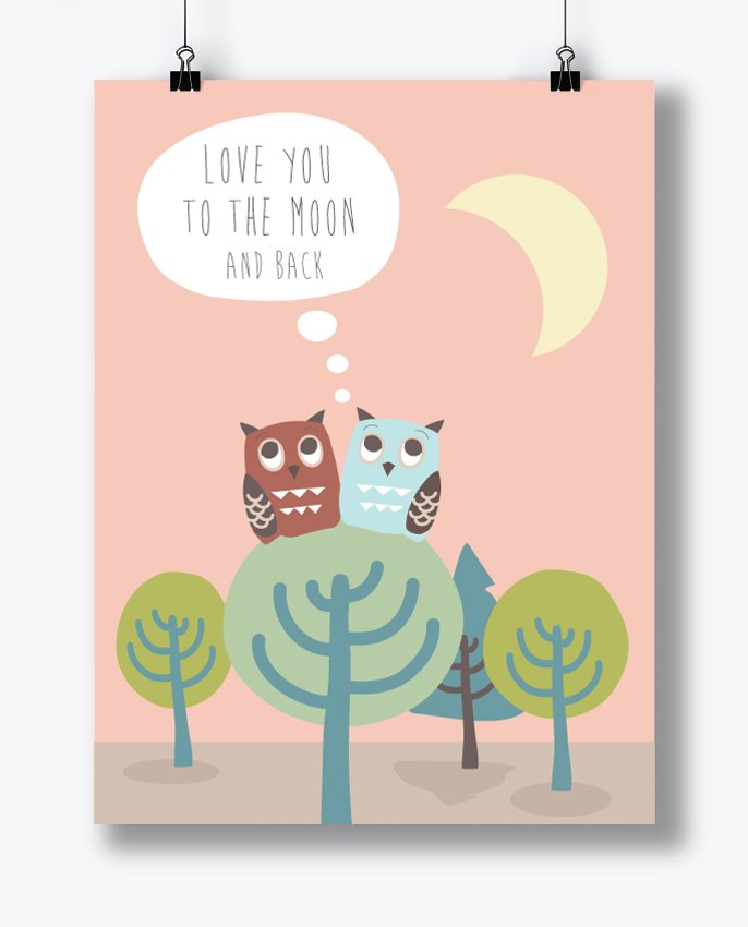 Owls in Tree - Poster