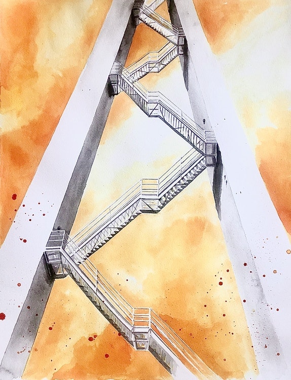 Stairway to heaven, orange 30x40cm