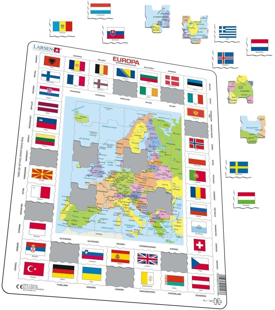 Flaggpussel med Europakarta