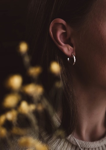 ''Mysk'' Hammered Silver Hoops