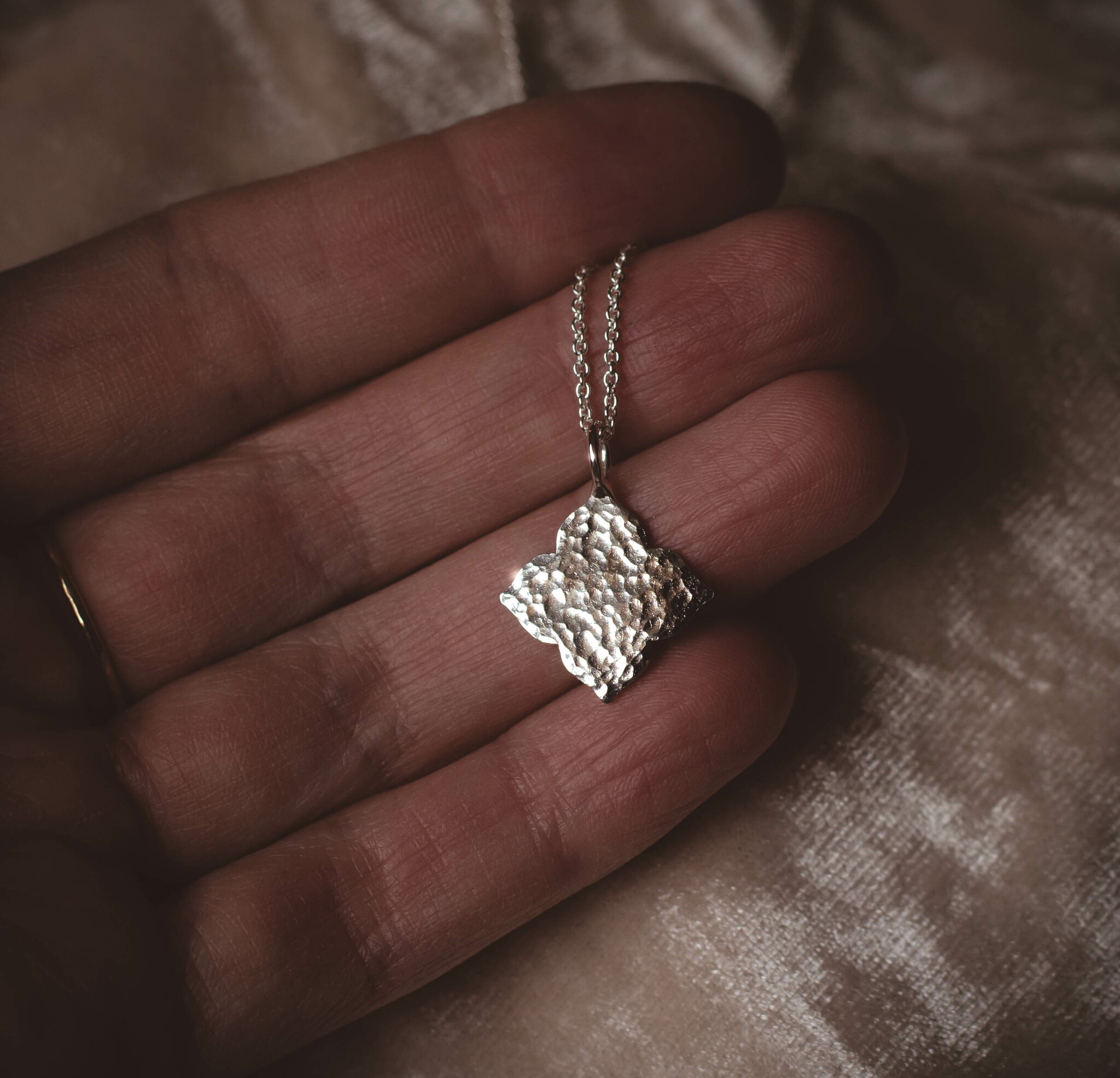 ''Flora'' Hammered Silver Necklace