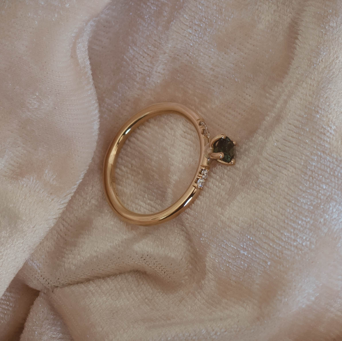 ''Skog'' 18k Gold Ring Tourmaline & Diamonds