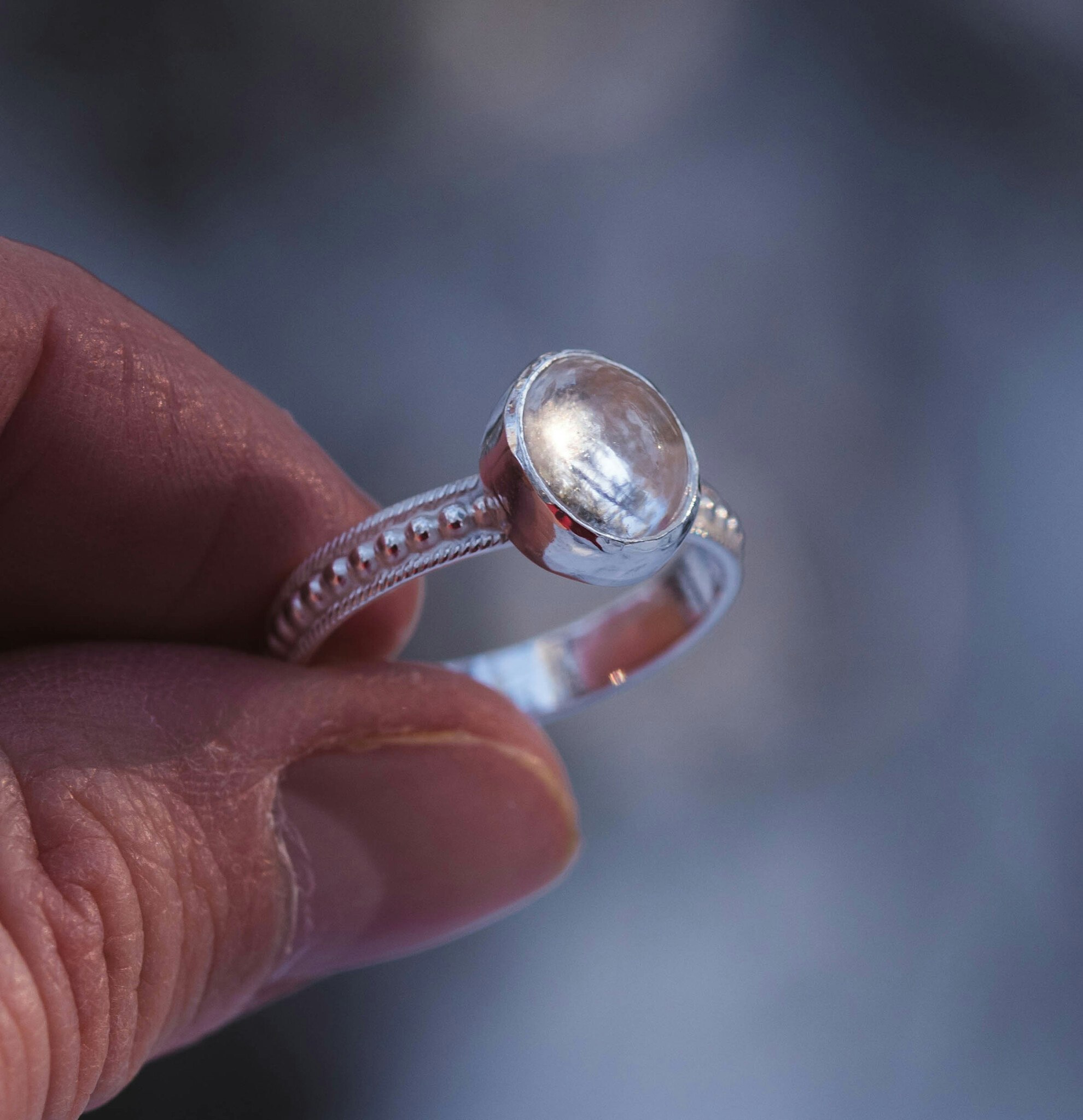 Silver ring with a Swedish rock crystal