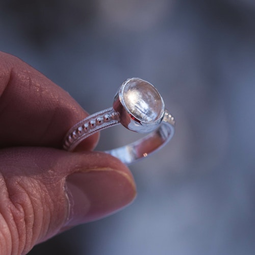 Silver ring with a Swedish rock crystal