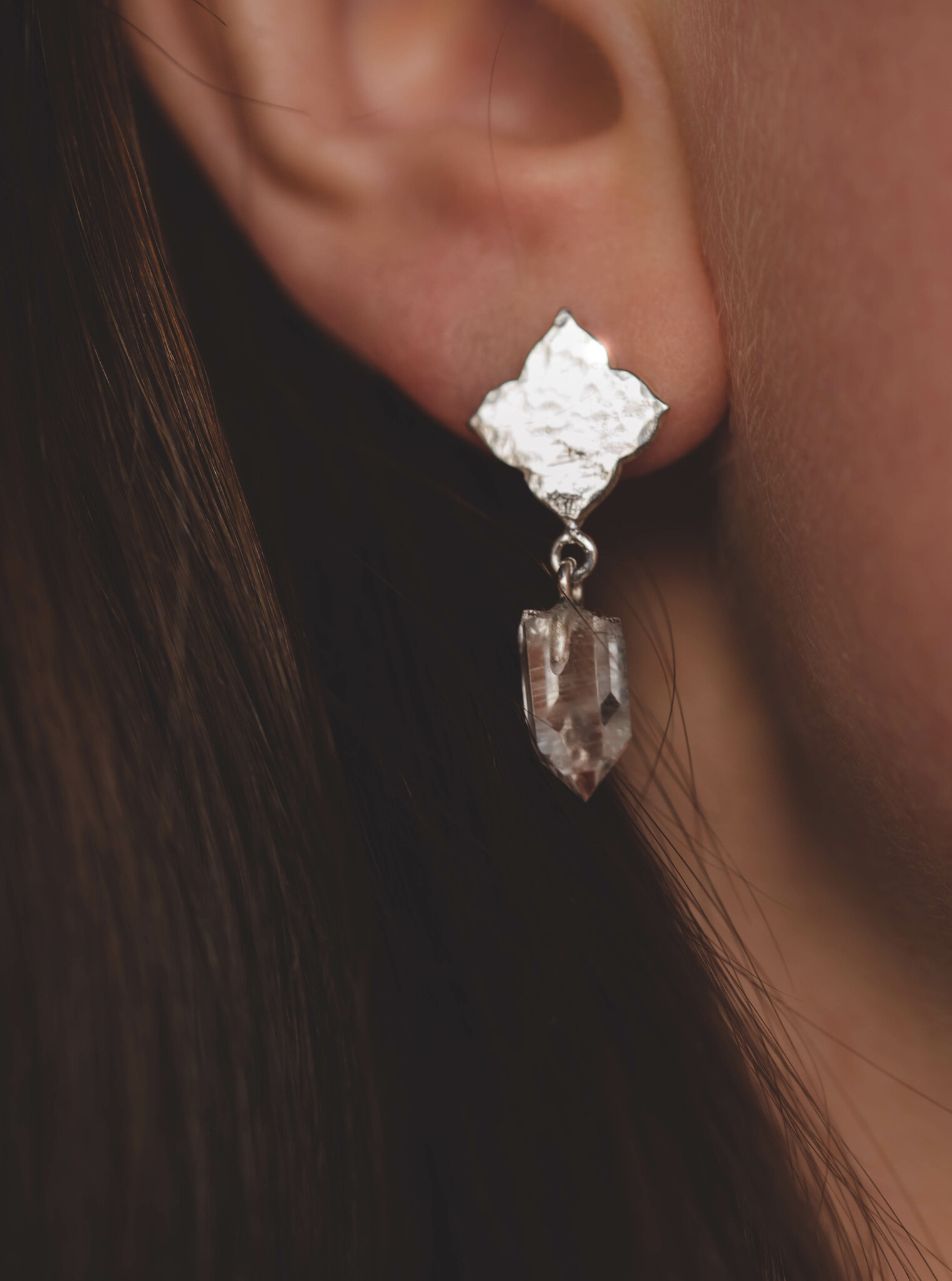 ''Flora'' Silver earrings with Swedish rock crystals