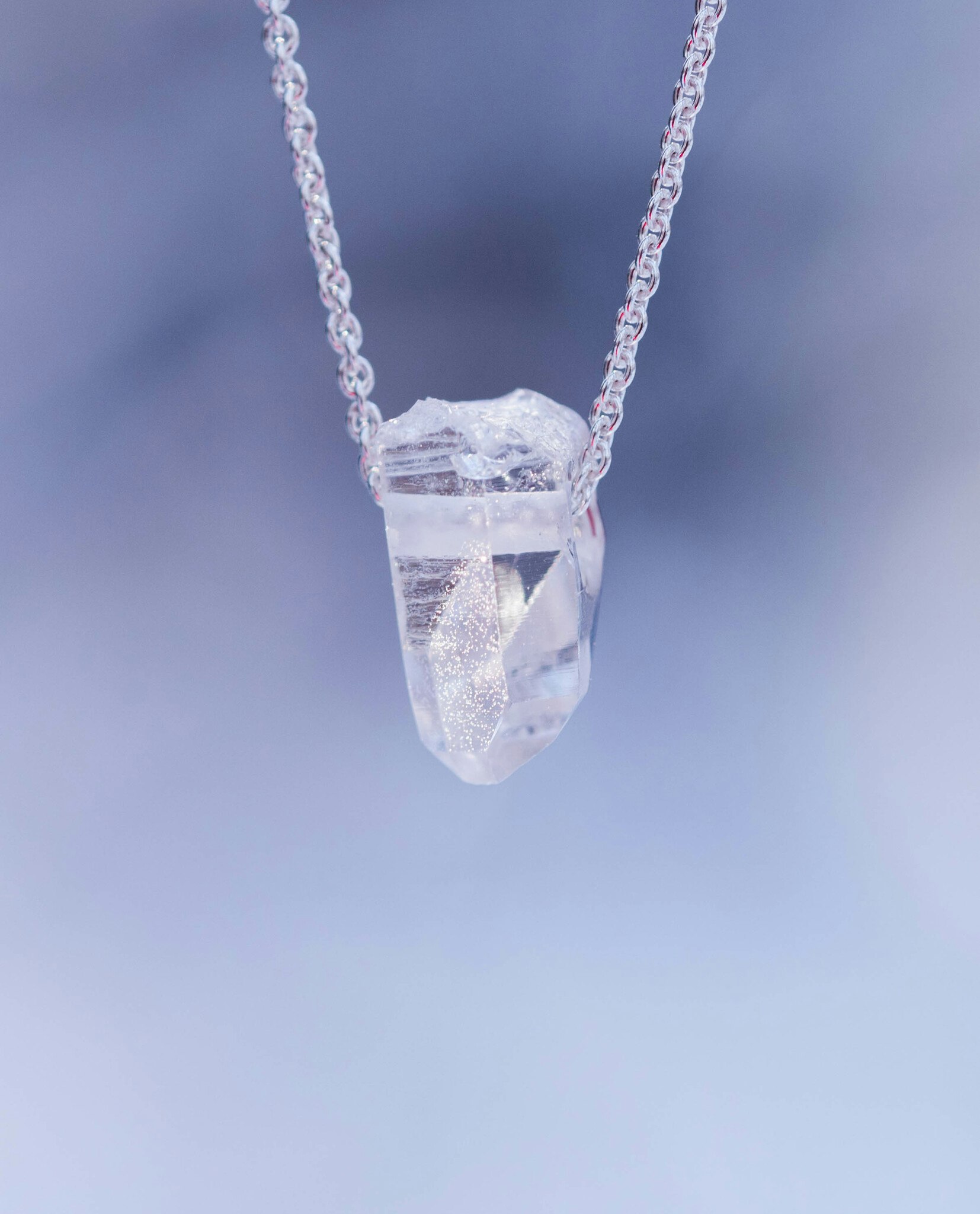 Silver necklace with a Swedish rock crystal