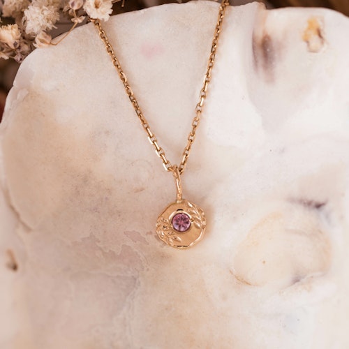 Pink Sapphire 18k Red Gold Pendant