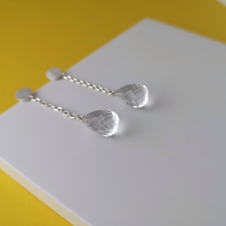 Handmade dangle earrings silver quartz handgjorda dinglande örhängen kvarts