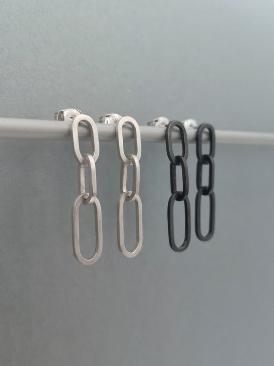 Handmade dangly chain earrings silver handgjorda dinglande kedja örhängen