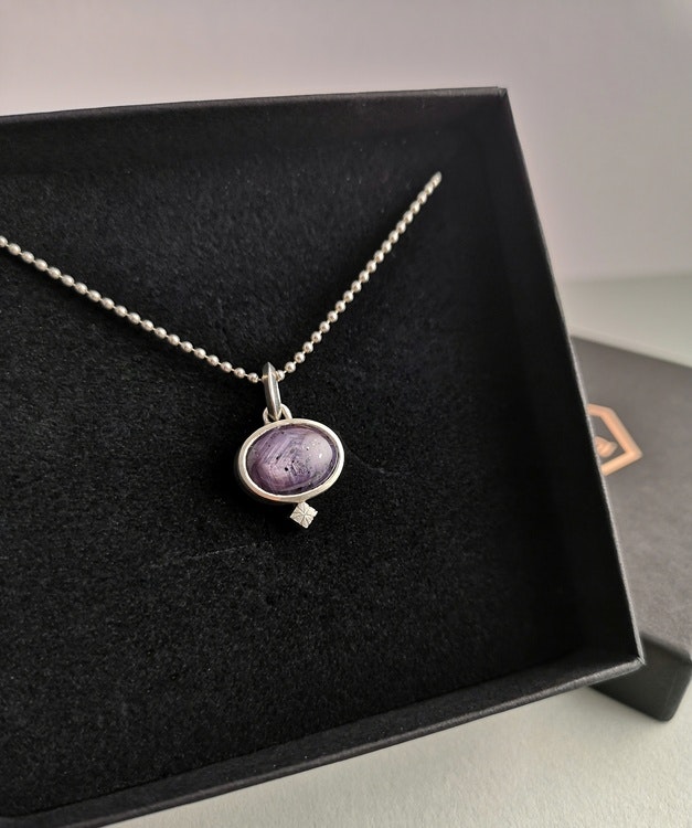 handmade pendant silver star sapphire handgjorda hängsmycke safir