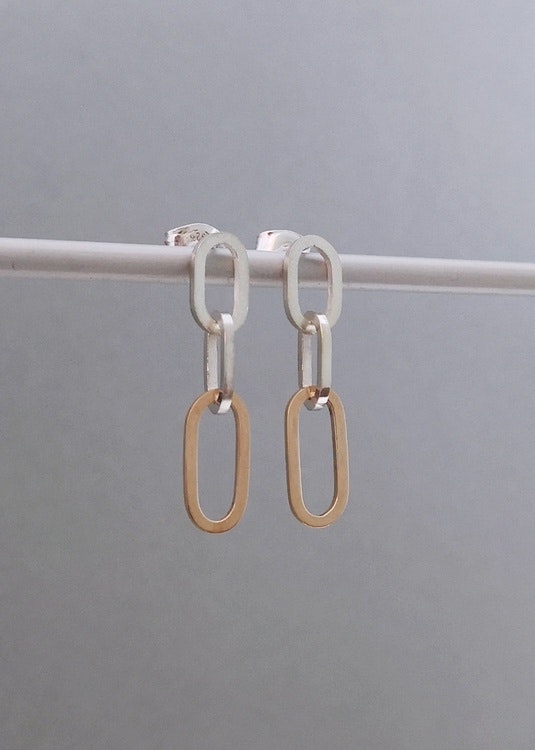 handmade chain earrings silver 18k gold handgjorda kedja örhängen silver 18k guld