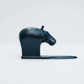 Hippo - Black patinated bronze on letter knife base
