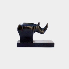 Rhino - Black patinated bronze on base.