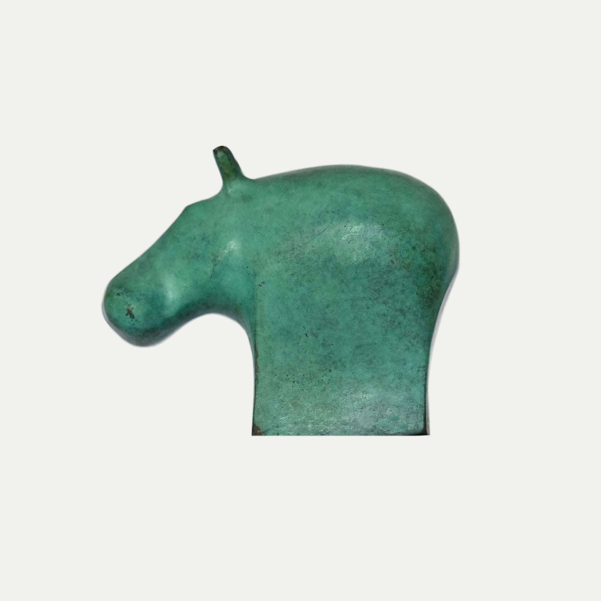 Hippo - Green patinated bronze.