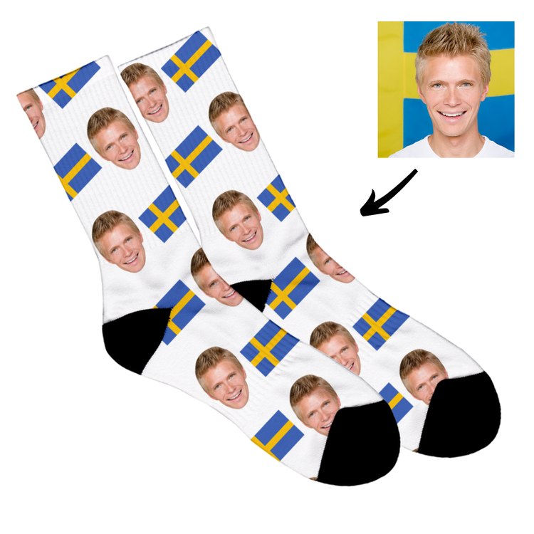 Personliga Strumpor med Svenska flaggan
