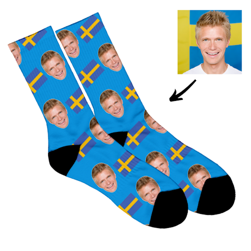 Strumpor med ansikten - Svenska Flaggan