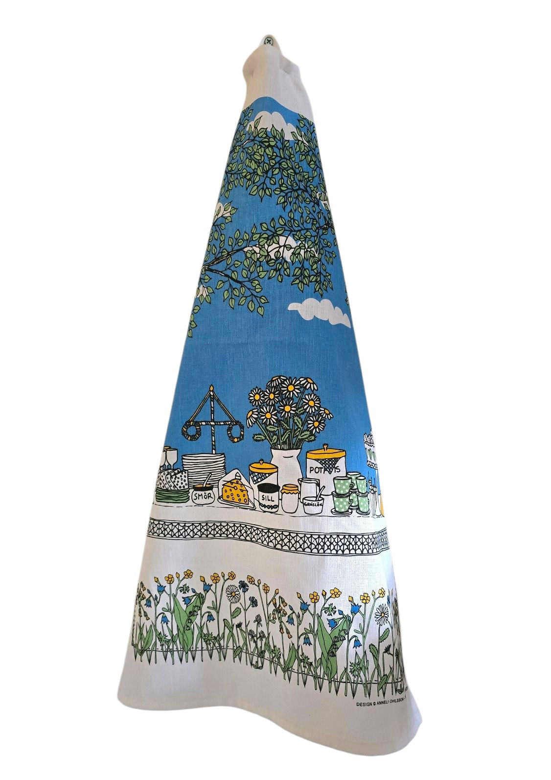 Handduken Midsommarblomster, halvlinne 50x70
