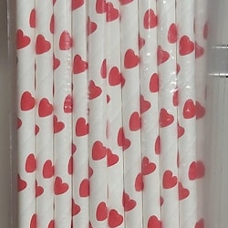 Paper Straw Red Heart