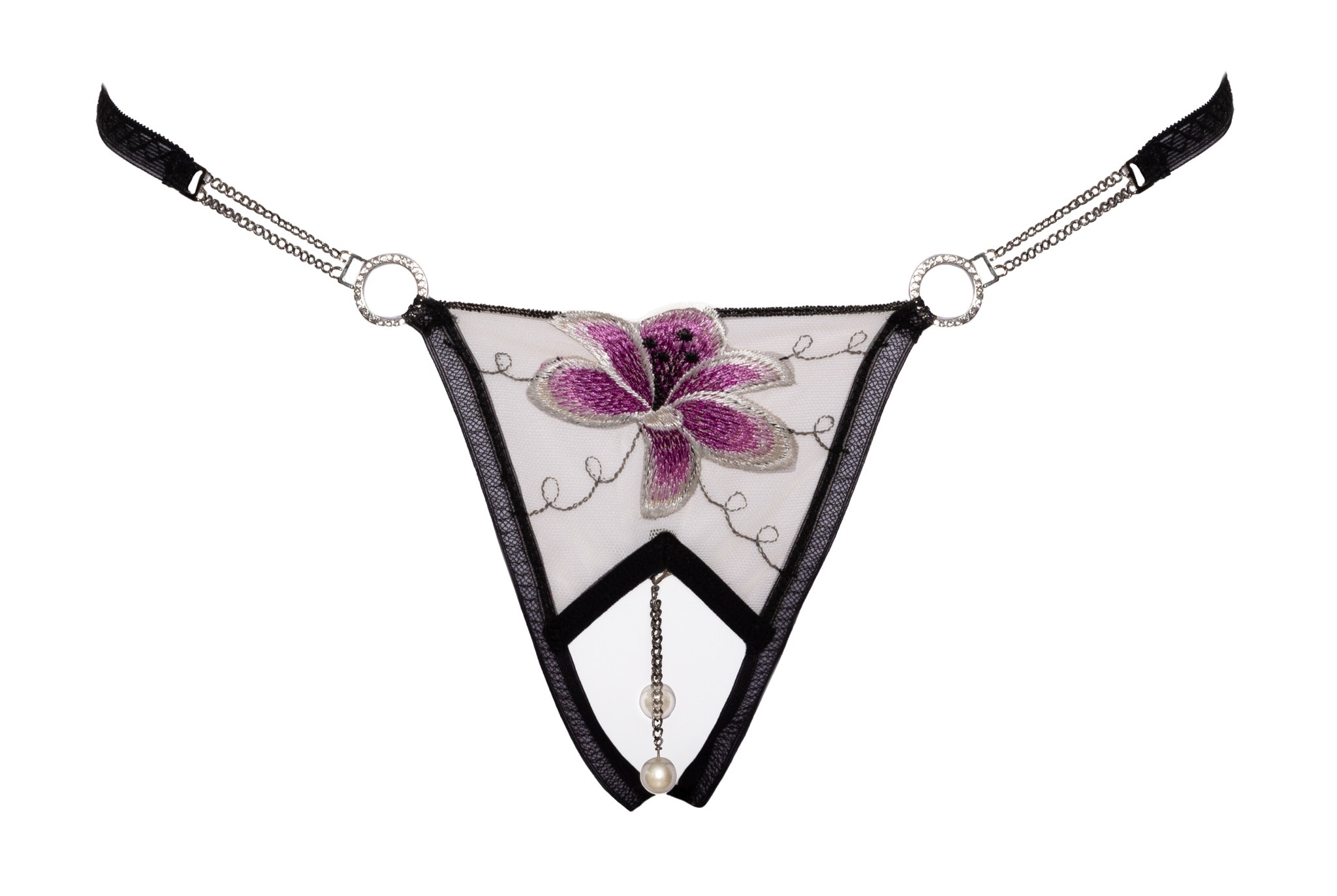 Crotchless String m Blomma M/L