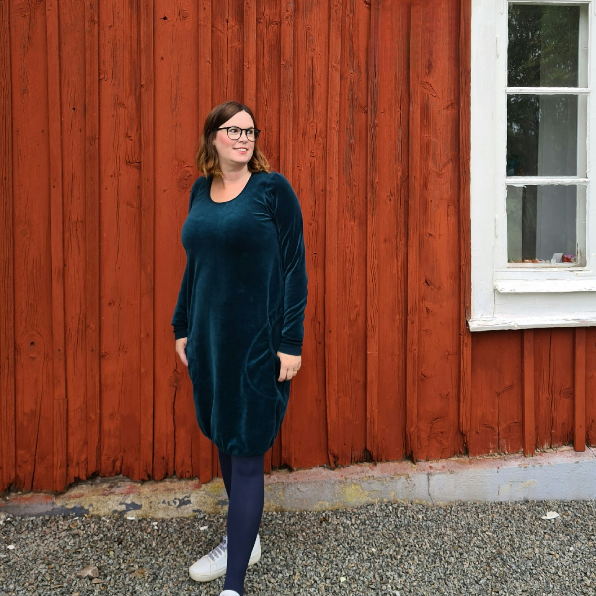 VELOURKLÄNNING - JADEGRÖN