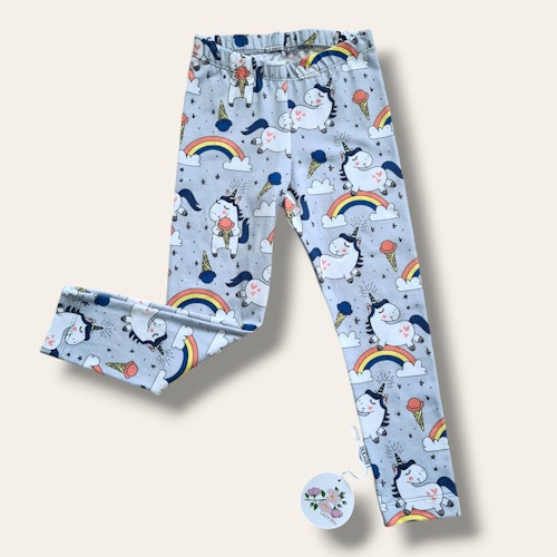 Ljusgrå leggings med enhörningar 98/104