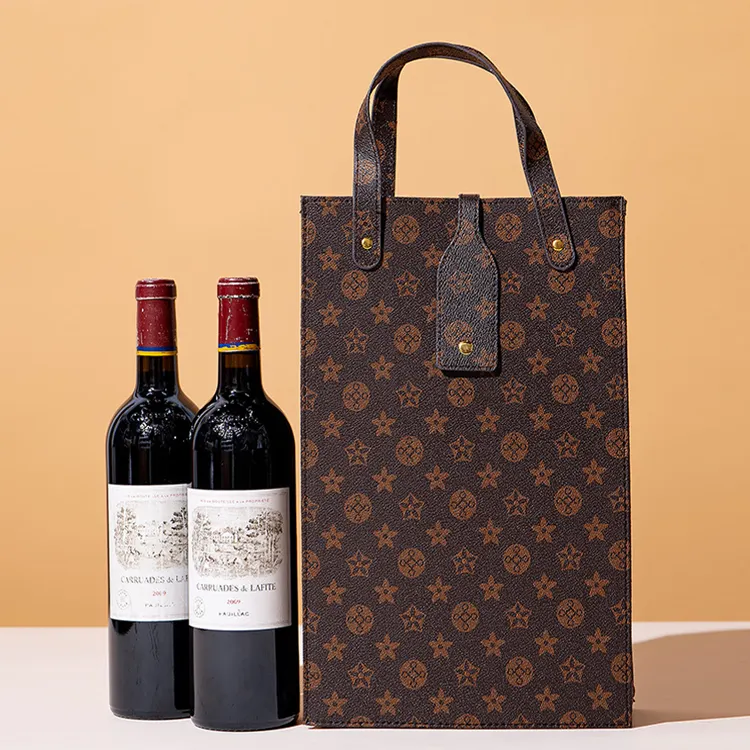 Presentväska mönstrad "Louis Vuitton" med plats för två flaskor