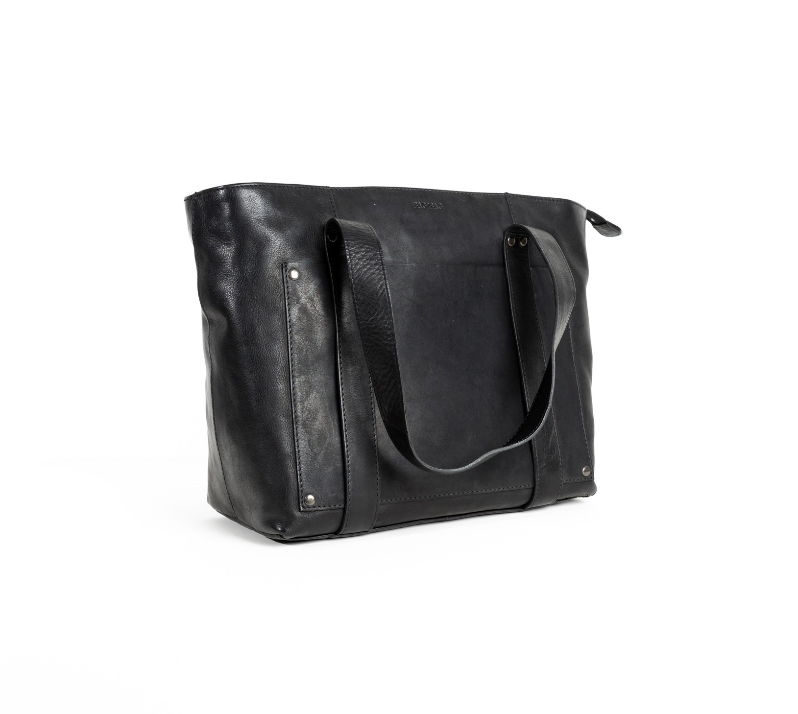 Större svart handväska i skinn