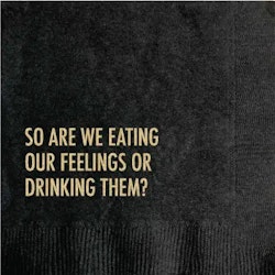 Drinking Feelings Black Cocktail Napkin