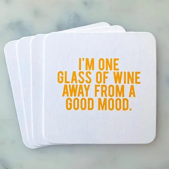One Glass of Wine Coasters 4-pack