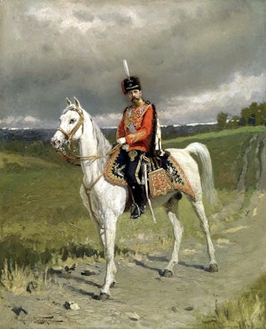 NICHOLAS II ON HORSE BACK - NIKOLAJ II TILL HÄST by/av Alexander Majkovsky