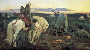 EN VIKING RIDDARE VID KORSVÄG av Viktor Vasnetsov